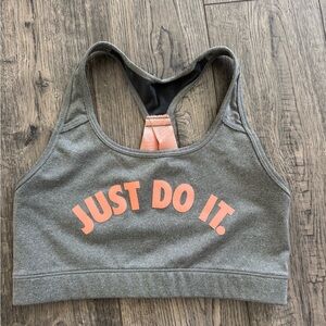 Nike Grey Sports Bra with Coral Accents